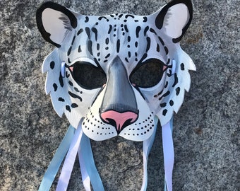 Custom Snow Leopard Leather Masquerade Mask