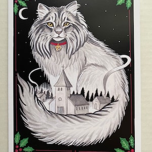 Yule Cat Jolakotturinn Icelandic Folklore Yuletide Christmas Greeting Cards