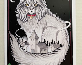 Yule Cat Jolakotturinn Icelandic Folklore Yuletide Christmas Greeting Cards
