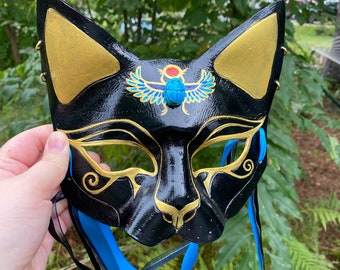 Custom Bastet Egyptian Cat Masquerade Mask Ready for Costume or Display