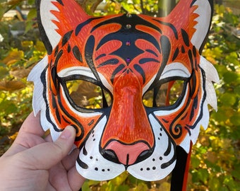 Mascarada de tigre *máscara de cuero hecha a mano*