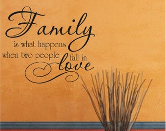Family Is What Happens When Two People Fall In Love - Vinyl Wall Art - Quote - Vinyl Lettering - Decal - VRDF022