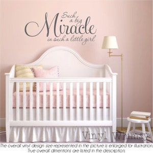 Such A Big Miracle In Such A Little Girl - Vinyl Wall Art - Quote - Vinyl Lettering - Decal - VRDC032