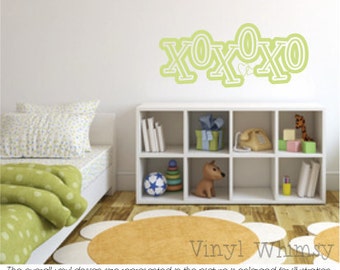 Vinyl Wall Art - Quote - XOXOXO With Hearts - Vinyl Lettering - Decal - MVDLO027
