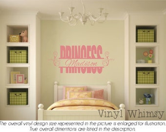 Personalized Name - Princess With First Name - Vinyl Wall Art - Vinyl Lettering - Decal - MVDCT072