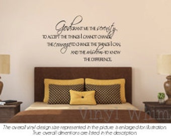 God Grant Me The Serenity To Accept The Things I Cannot Change... Prayer - Vinyl Wall Art - Quote - Vinyl Lettering - Decal - MVDFA007