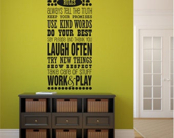 Family Rules Always Tell The Truth Keep Your Promises Use Kind Words Do Your Best Say Please And... - Vinyl Wall Art - Decal - MVDFA063