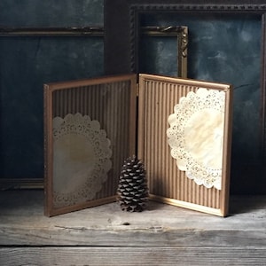 Hinged Metal Photo Frame, Vintage Gold Tone 8 X 10 Photo Frame, Ornate Folding Picture Frame, Double Picture Frame, Wedding Decor