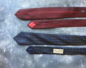 Men's Skinny Necktie, Mid Century Modern Necktie, Vintage Narrow Neck Tie, Rockabilly Fashion, Mad Men Fashion, Red Tie, Navy Blue Tie