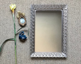 Ornate Mirrored Vanity Tray, Vintage Gold Tone Filigree Tray, Rectangular Gallery Tray, Hollywood Regency Style, Boudoir Decor