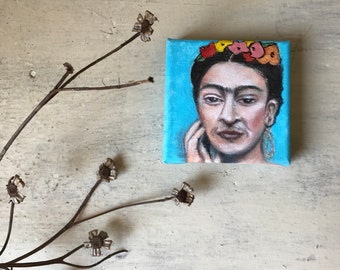 Frida Kahlo Portrait, Frida Kahlo Art, Mexican Icon Frida Original Acrylic Painting, Woman Portrait, Wall Decor, Mexican Decor