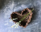 Rustic Twig Heart Shaped Basket, Vintage Heart Wall Hanging, Rustic Wedding Centerpiece, Farmhouse Decor, Cottage Chic, Country Home Style