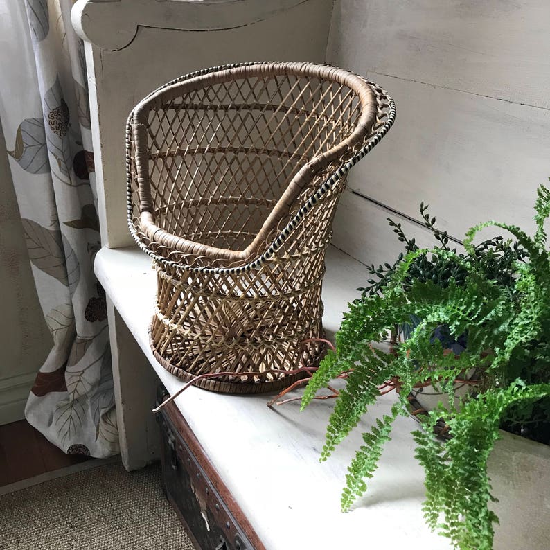 Peacock Chair Planter Vintage Rattan Peacock Chair Wicker Etsy