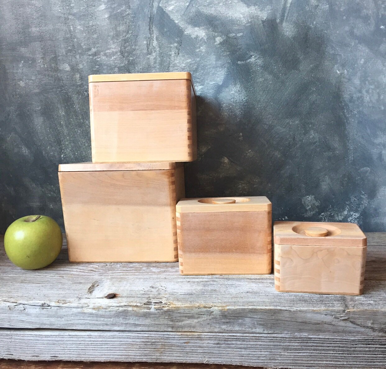 Rooster Wooden Kitchen Canisters Vintage Four Piece Set of Etsy Canada