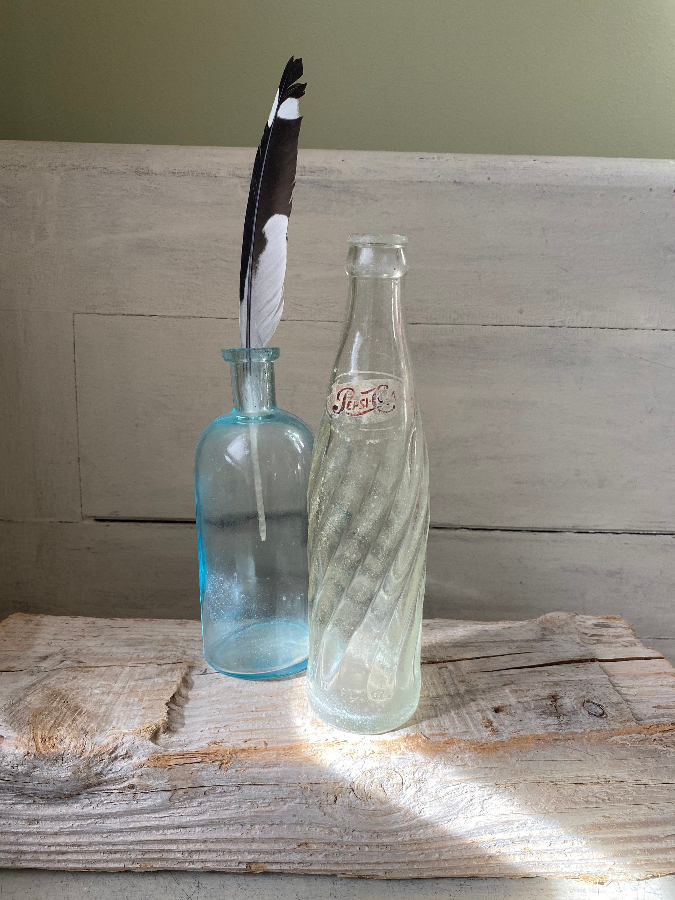 Vintage Pepsi Cola Clear Glass Swirl Bottle 16 Oz Tall 40's 50's Mid  Century Advertising Collectible Soda Pop Bottle 