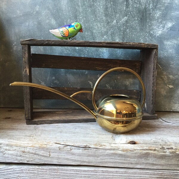 Vintage Brass Watering Can / 1970's Watering Can / Houseplant Watering Can