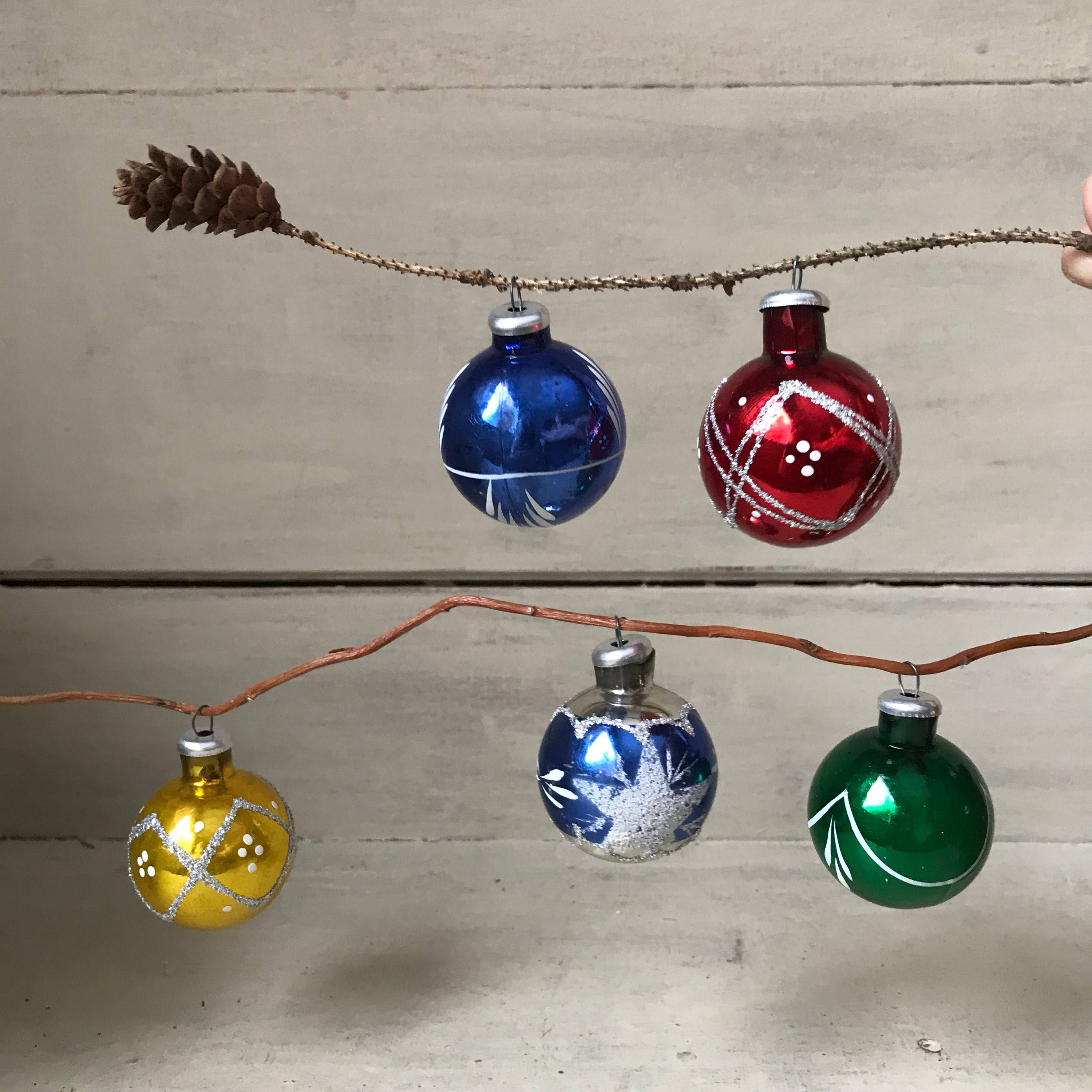 Mercury Glass Christmas Ornaments Vintage Tree Ornaments Set Etsy