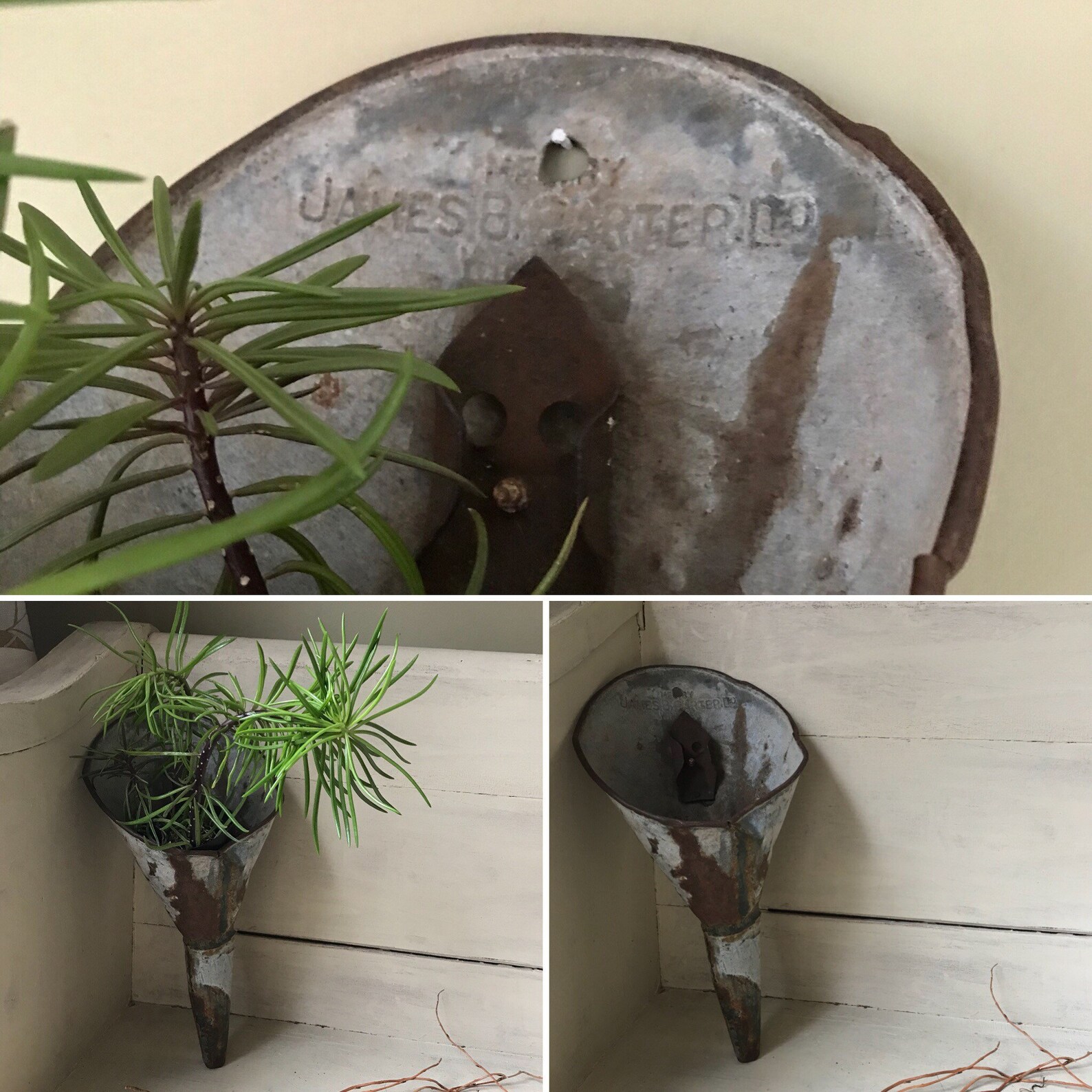 Vintage Oil Funnel Farmhouse Funnel Galvanized Metal Funnel Etsy