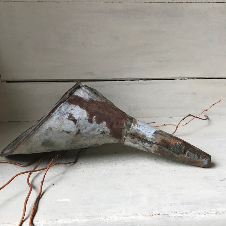 Vintage Oil Funnel Farmhouse Funnel Galvanized Metal Funnel Etsy
