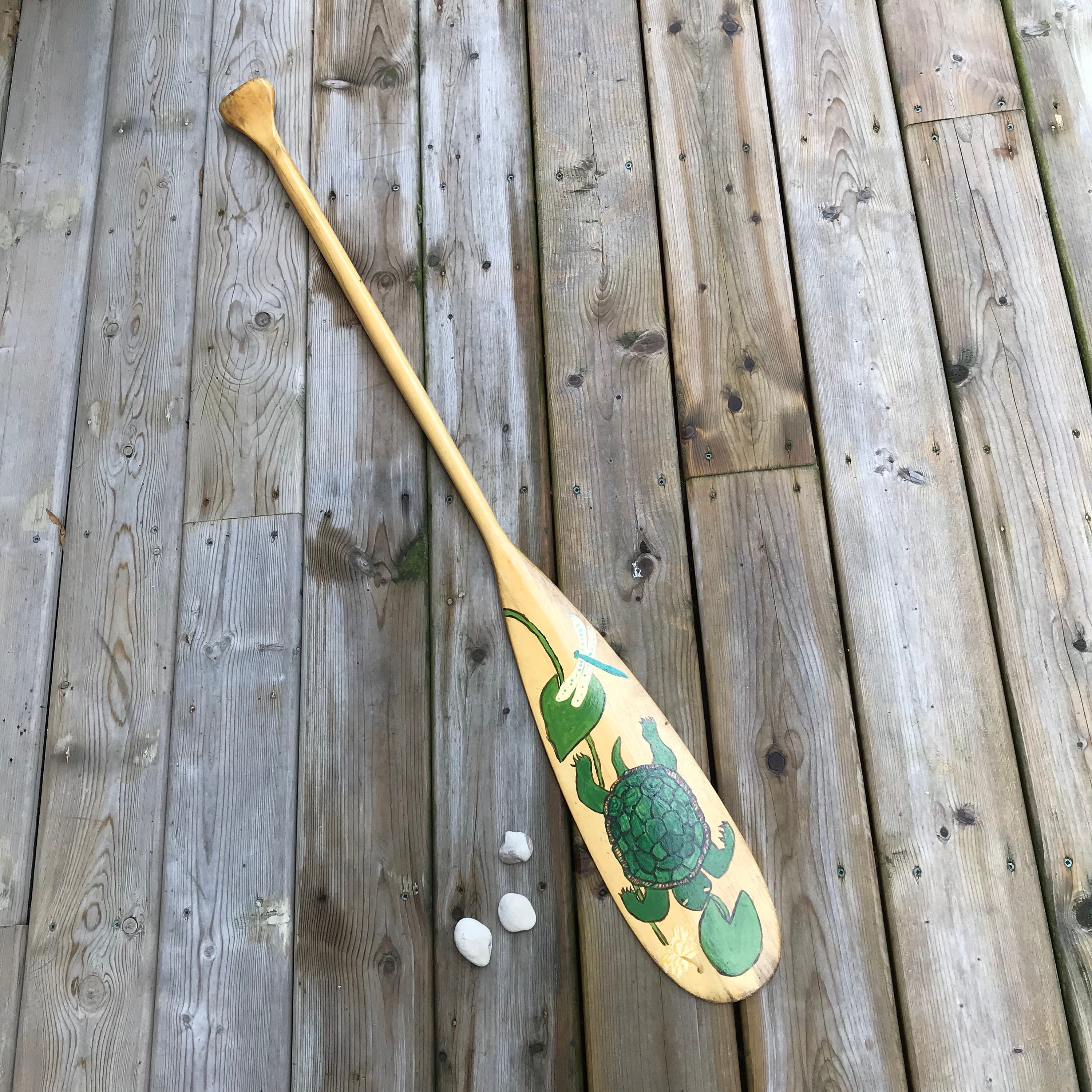 Paddle de la canoa de madera tortuga pintada a mano y remo de | Etsy