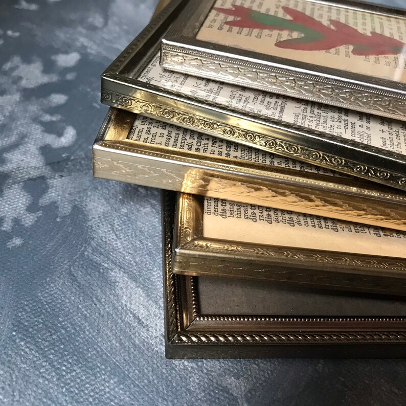 Vintage Brass Photo Frame Instant Collection Botanical Metal Photo Frame Set of 5 Easel Back Picture Frames Wedding Decor