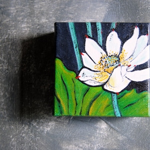 White Water Lily, Original Acrylic Water Lily Painting, On the Pond, Original Art, Wall Decor, Wall Hanging, Home Decor