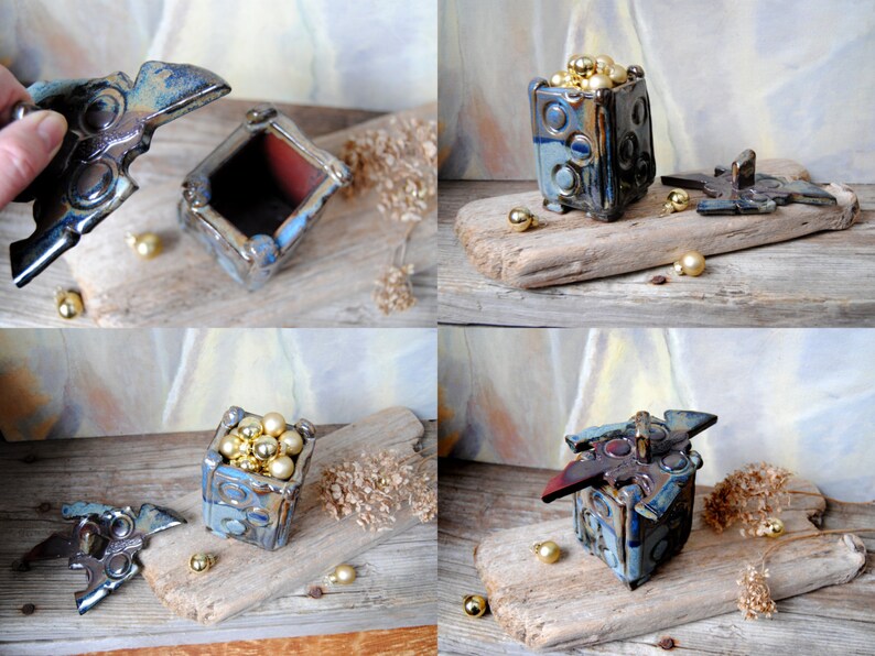 Hand Built Pottery Box Ceramic Abstract Vessel Treasure Box Etsy