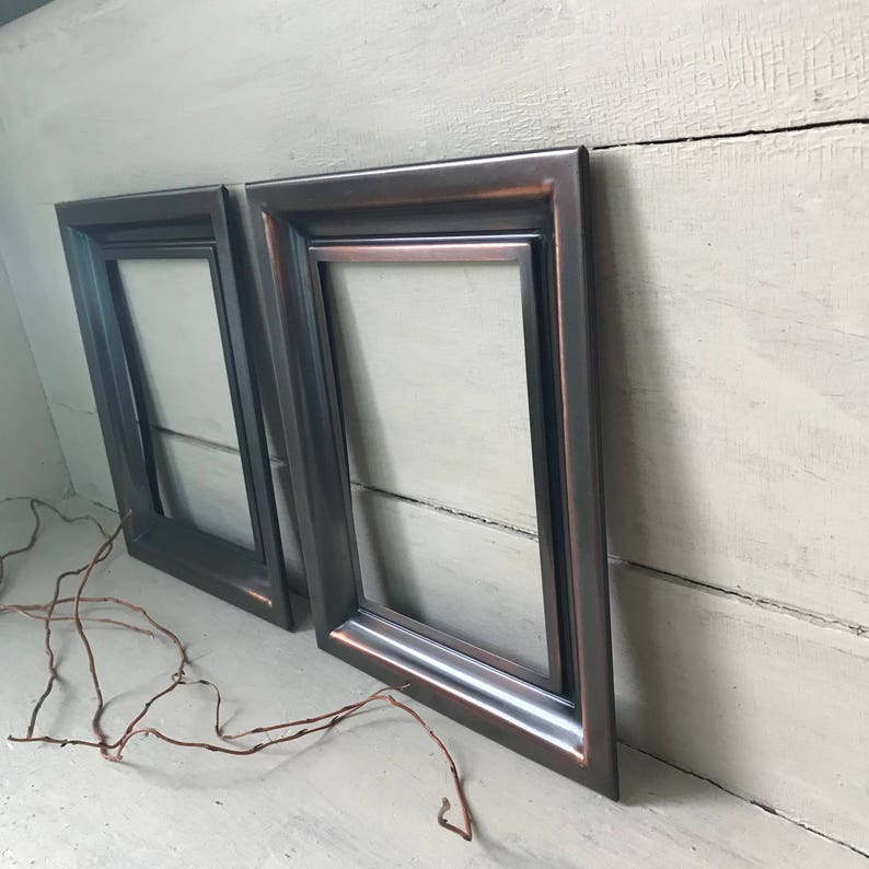 Aged Copper Picture Frames Set of 2 Vintage Metal Frames Mid Etsy