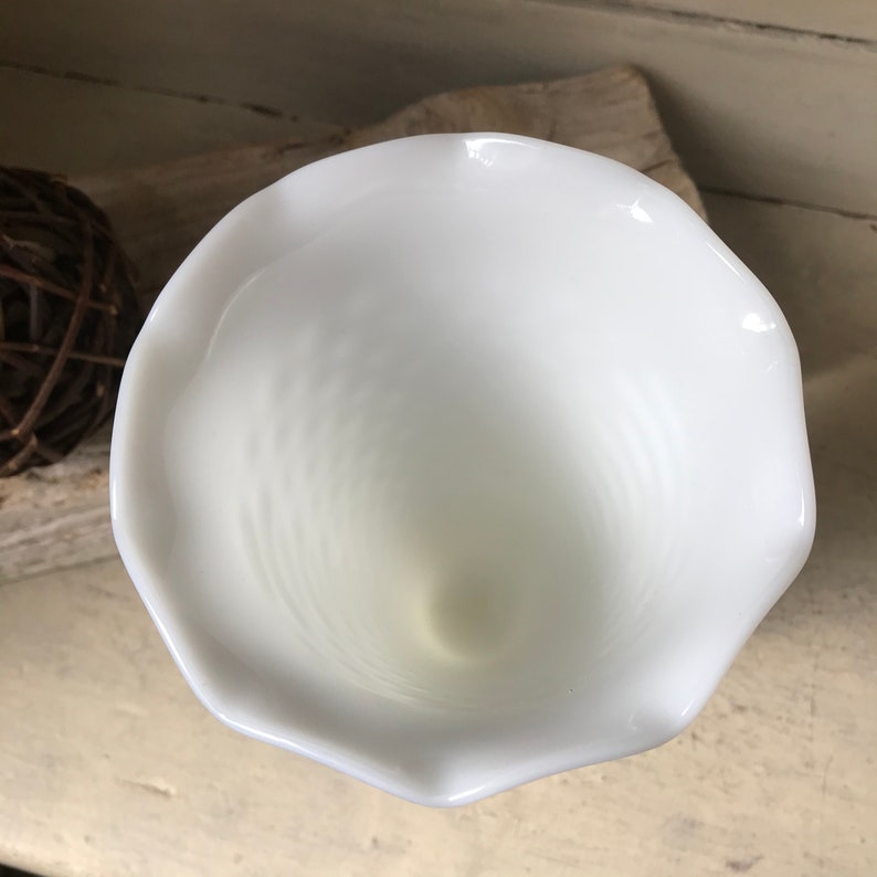Large Hobnail Milk Glass Vase Vintage Trumpet Shaped White Etsy