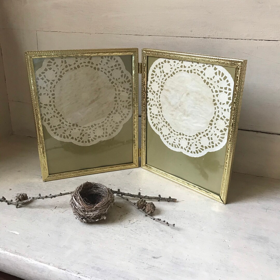 Hinged Solid Brass Picture Frame, Vintage Gold Tone 8 X 10 Photo Frame ...