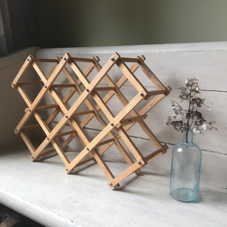 Accordion Wine Rack Vintage Folding Wood Rack Vintage Etsy Canada