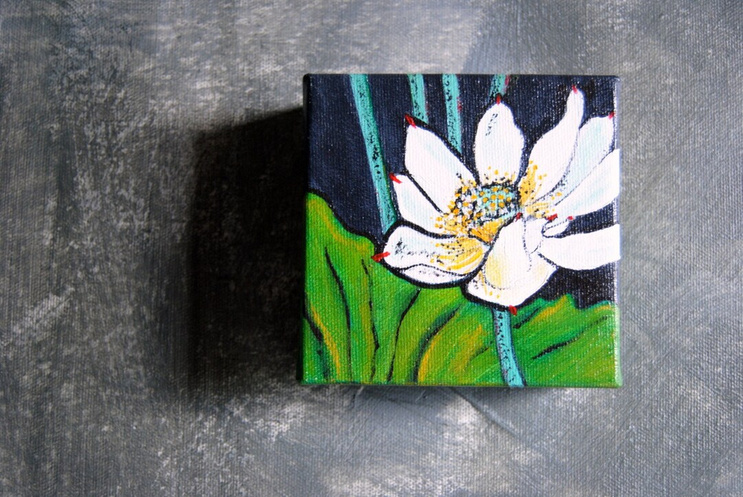 White Water Lily, Original Acrylic Water Lily Painting, on the Pond ...