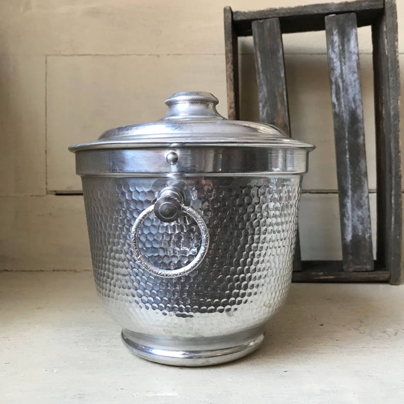 Hammered Aluminum Ice Bucket Italian Ice Bucket Mid Century Etsy