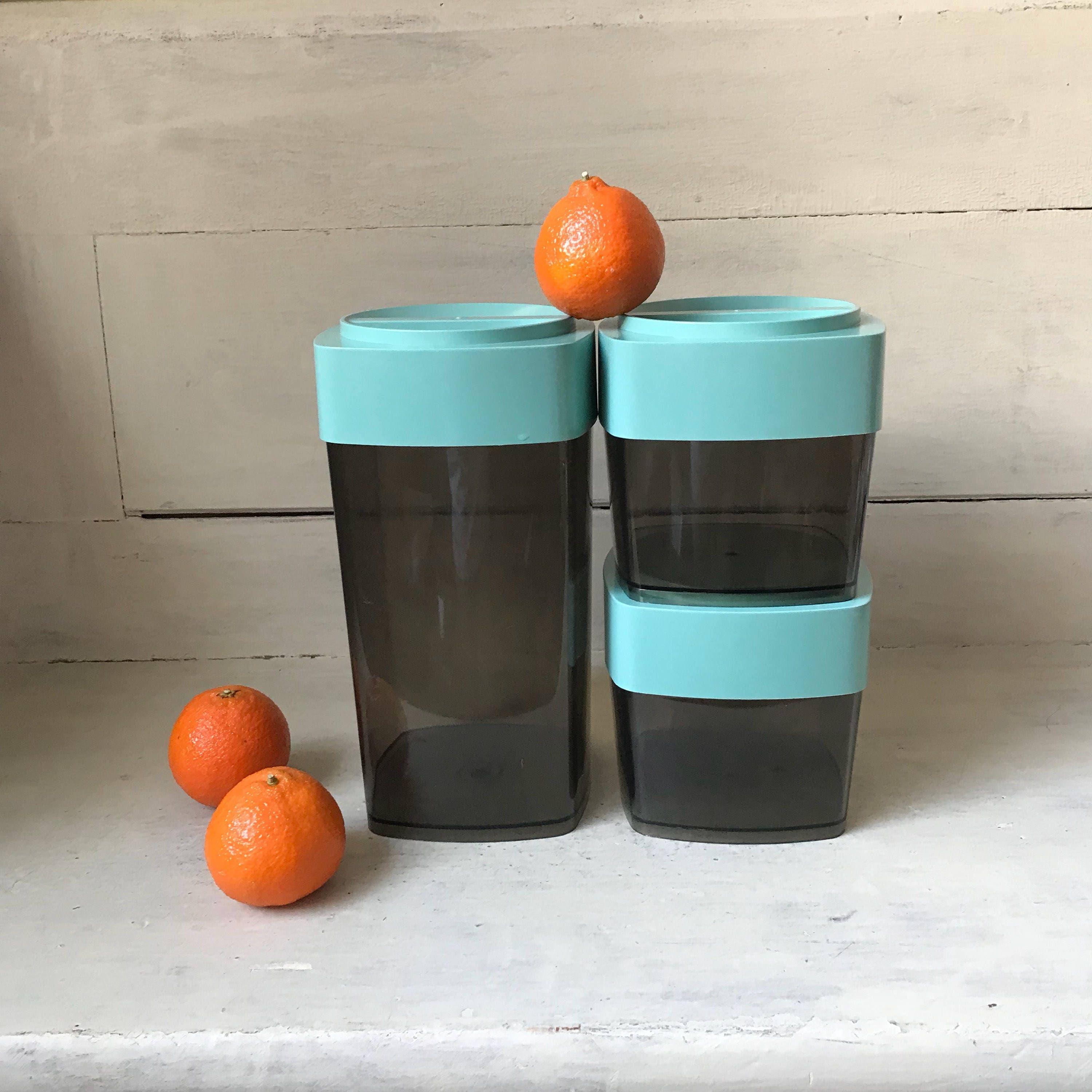 Kitchen Canisters Vintage Three Piece Hard Plastic Canister Etsy