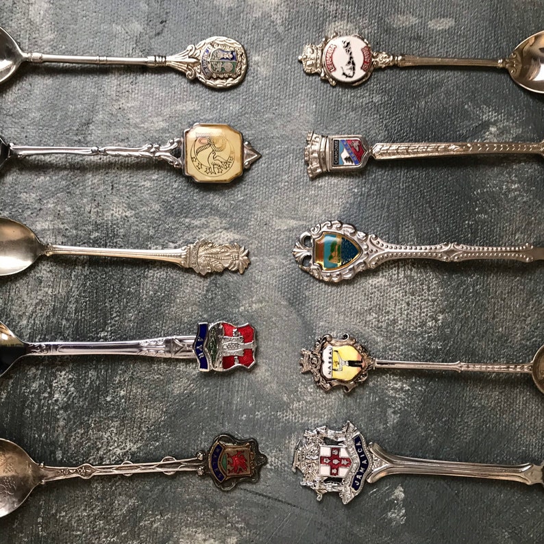 Souvenir Spoons Set of 10 Vintage Collectible Decorative Etsy Canada