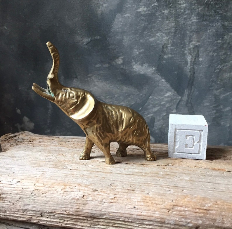 Solid Brass Elephant Figurine Vintage Lucky Elephant Brass Etsy