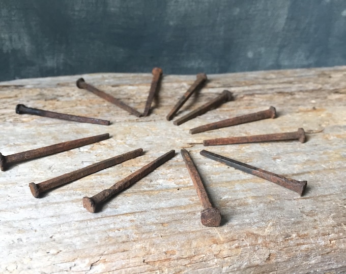Square Nails Antique 1800s Salvaged Common Nails Set of 12 Etsy