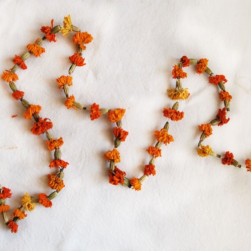 Real Marigold Flower Garland Dried Floral Chain Etsy