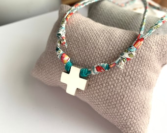 Cadeau première communion pour fille/Collier croix/Film Liberty/Argent sterling/ESPOIR.