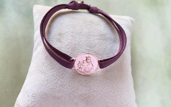 Our Lady of  Mount Scapular Bracelet/ rose gold/ stretch cord/ CARMEN