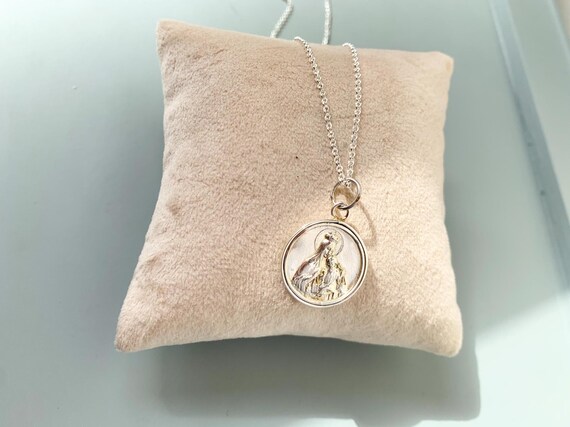 Gift for Dad/ Mount Carmel Scapular Medal Necklace/ sterling silver chain/ AVILA