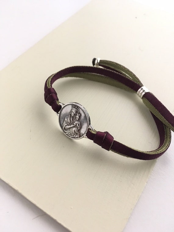 Catholic Scapular Bracelet/ personalized/ stretch cord.