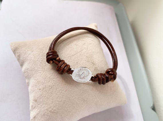 Our Lady of the Pillar Leather bracelet/ Sterling silver/ PILAR