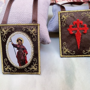 St. James cloth scapular / home decor/wall hanging.