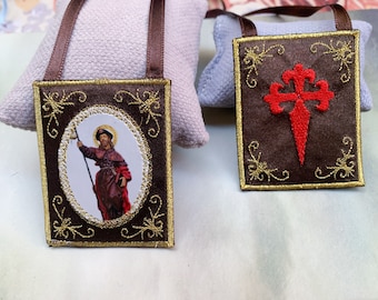 St. James cloth scapular / home decor/wall hanging.
