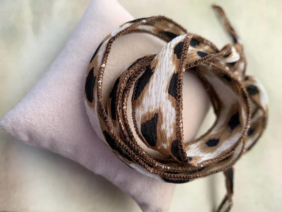Silk Ribbon Wrap Bracelet Animal Print