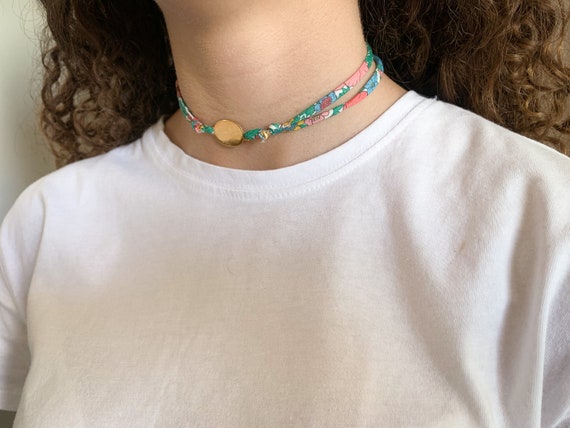 Personalized choker/Liberty cord/Sterling silver oval/ANNETTE