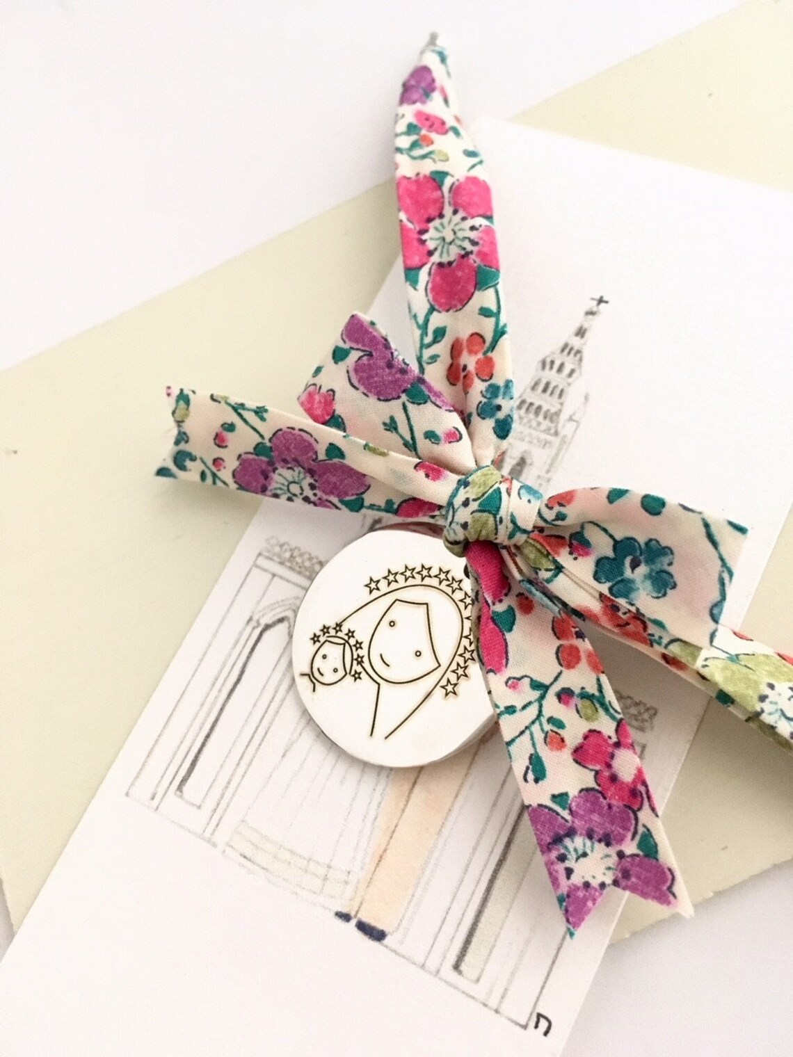 Baptism Gift for baby girl/ Medallion Child Virgin Mary. Color 3