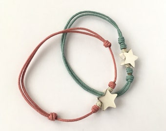 Silver mini star bracelet mother daughter gift/ Color cord STELLA.