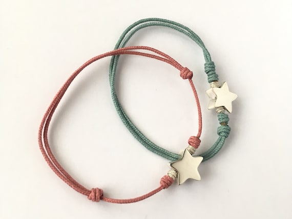 Silver mini star bracelet mother daughter gift/ Color cord STELLA.